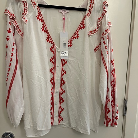 Parker embroidered white and red blouse. New with tags. XXL. - Picture 1 of 6